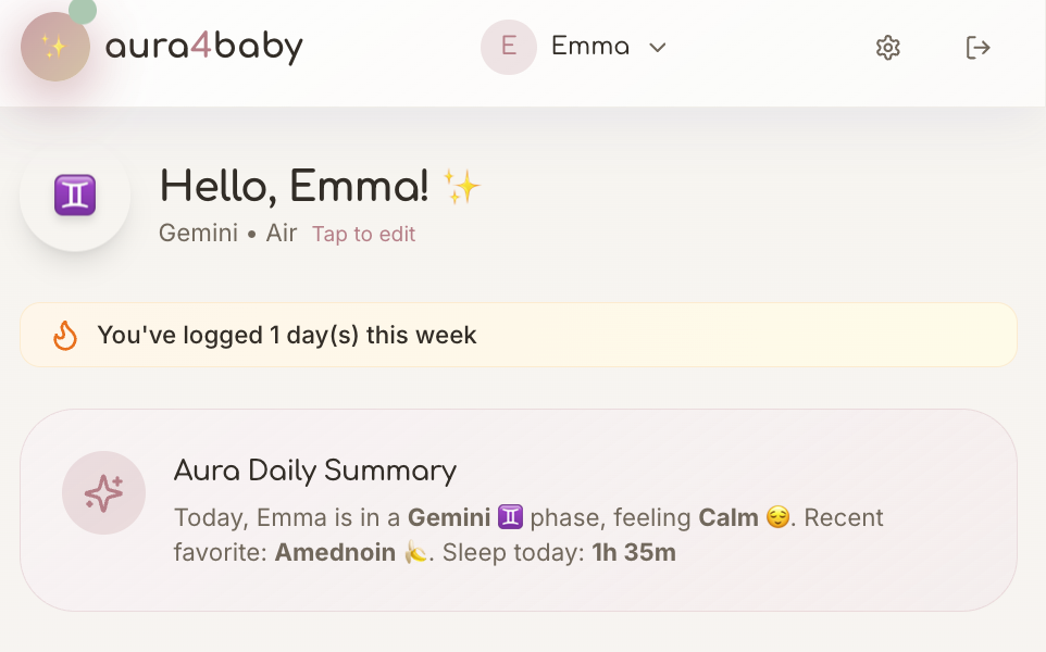 Aura4Baby daily summary